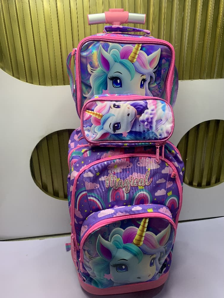 Magical Unicorn Trolley School Bag Set