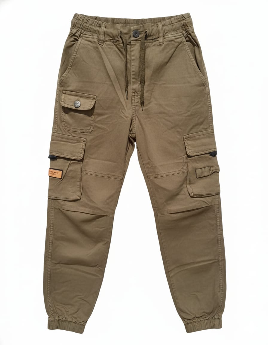 Khaki cargo jogger pants